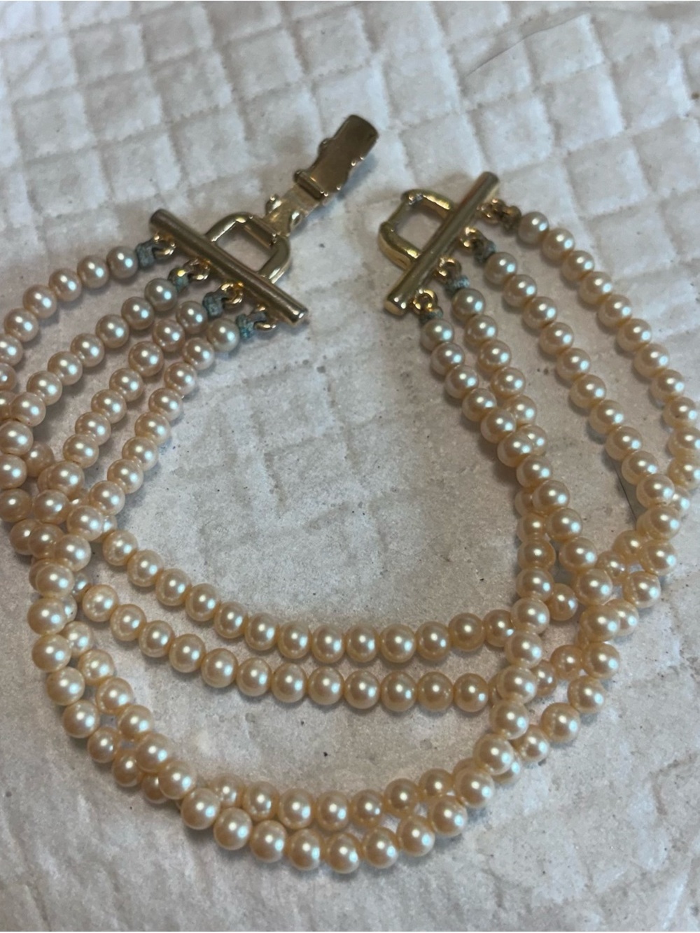 Vintage RICHELIEU Four-Strand
Faux Pearl Bracelet - Mid-Century,
c. 1958-1962